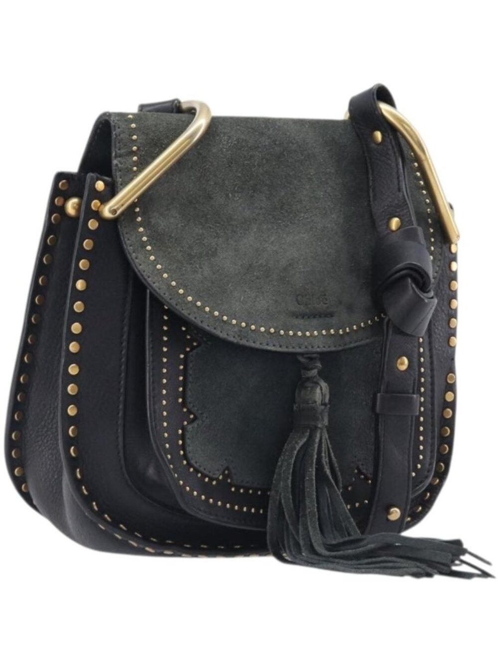 Chloe Hudson Shoulder Bag Leather Black Gold